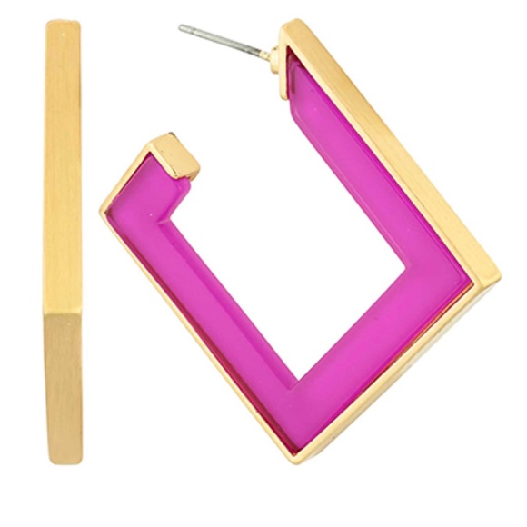 Rhombus Gold Trim Hoops - Picture 1 of 3
